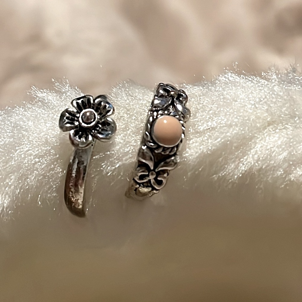 Toe Ring Set Flower & Peach Design